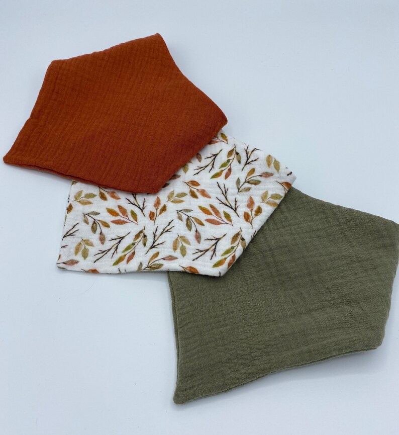 lot de 3 bavoirs en double gaze de coton