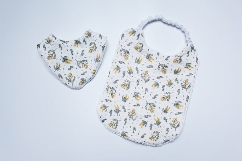 bavoir bébé double gaze motif mimosa
