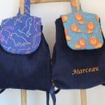 Sac à dos velours garçon maternelle personnalisé