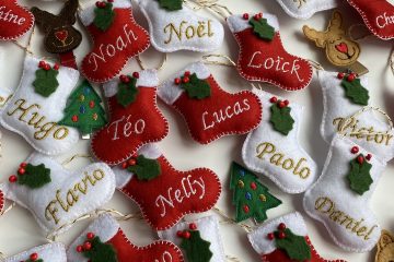 Mini chaussettes de noël personnalisées avec le prénom brodé